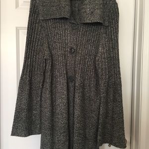 Cardigan, black and white tweed, 3 button